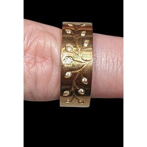 Whimsical Fairycore Steel Time Floral Ring Gold Plated Stainless Steel Size 8